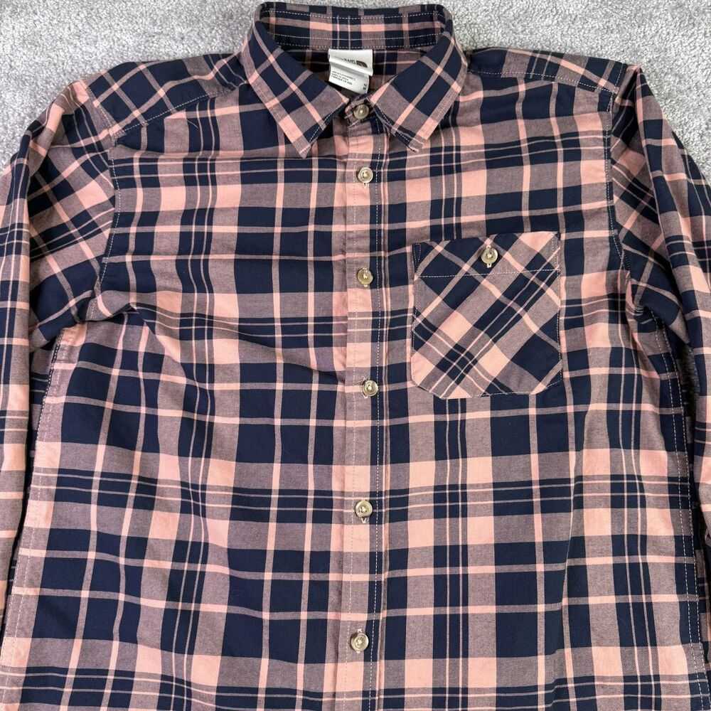 The North Face Shirt Men’s Medium Orange Plaid Flannel Long Sleeve Button Up.